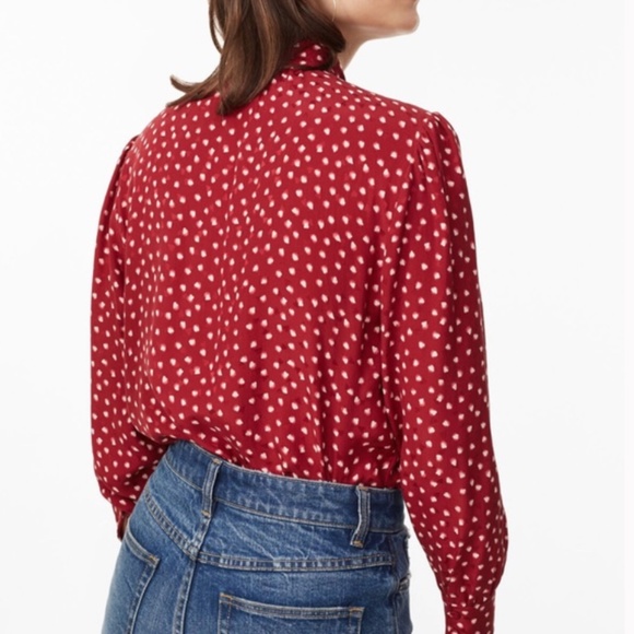 Rebecca Taylor BLURRY HEART SILK TIE NECK BLOUSE - Picture 2 of 7